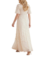 Gianna ruffle short sleeve ankle gown