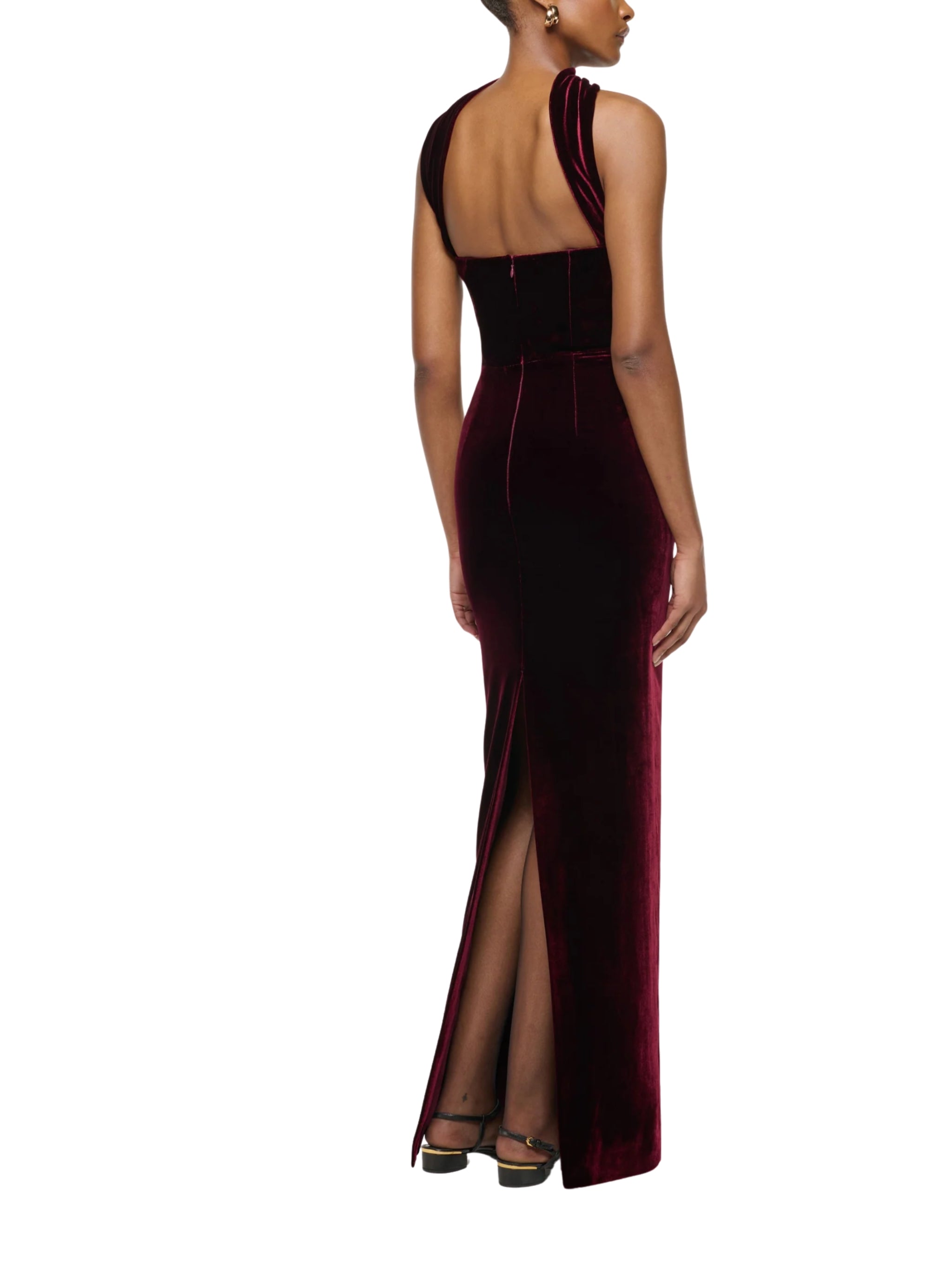 SCARF NECKLINE VELVET MOON GOWN
