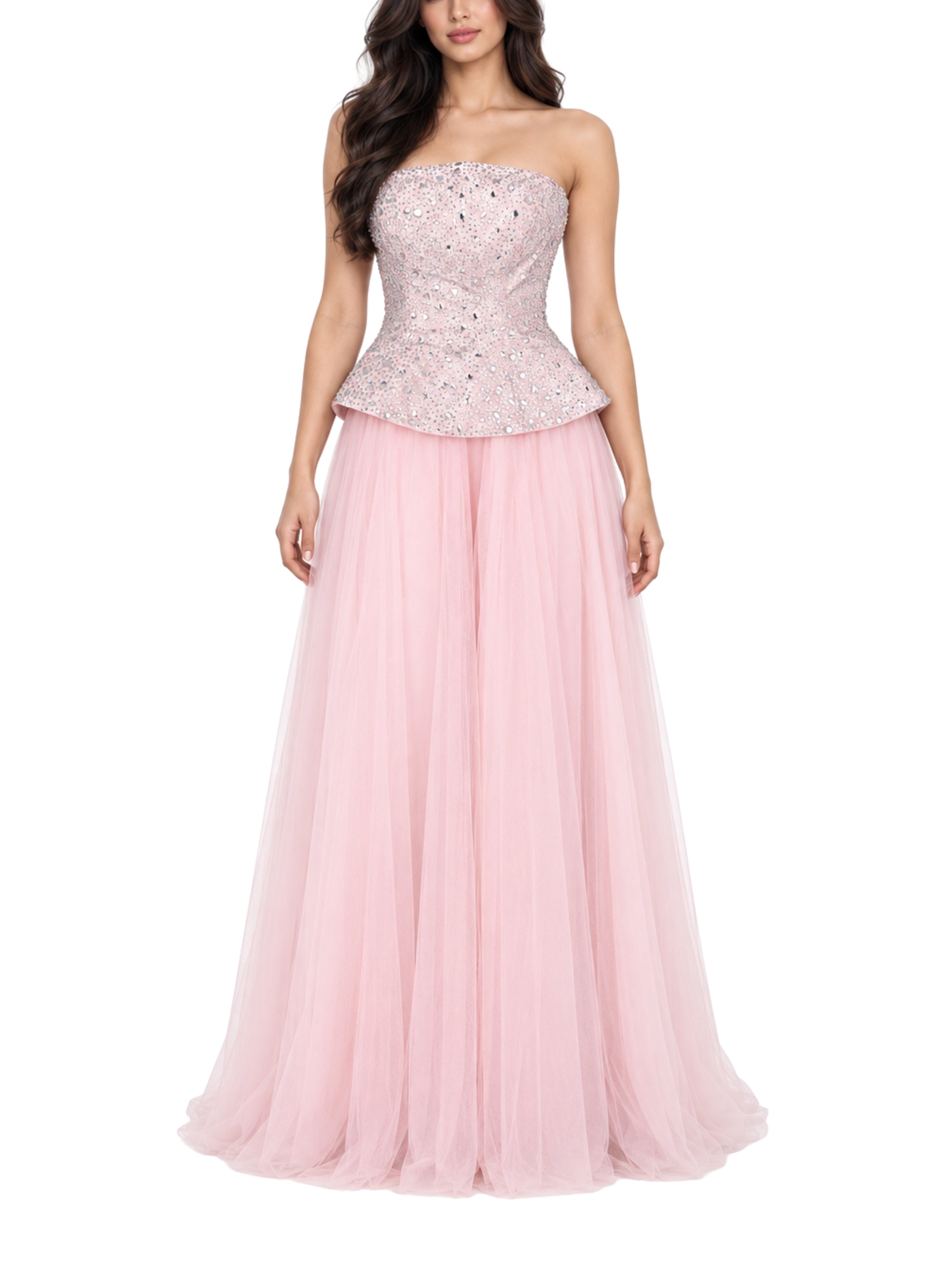 Crystal Corset & Tulle Skirt Maxi Dress