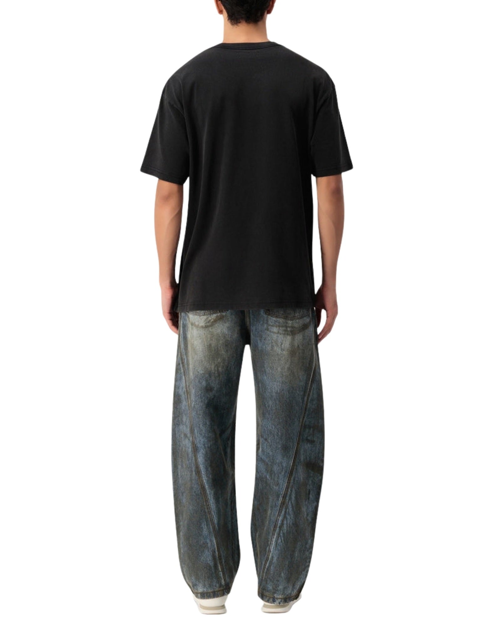 Dirty washed diagonal denim