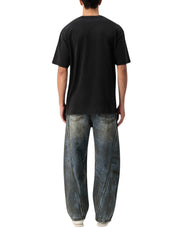 Dirty washed diagonal denim