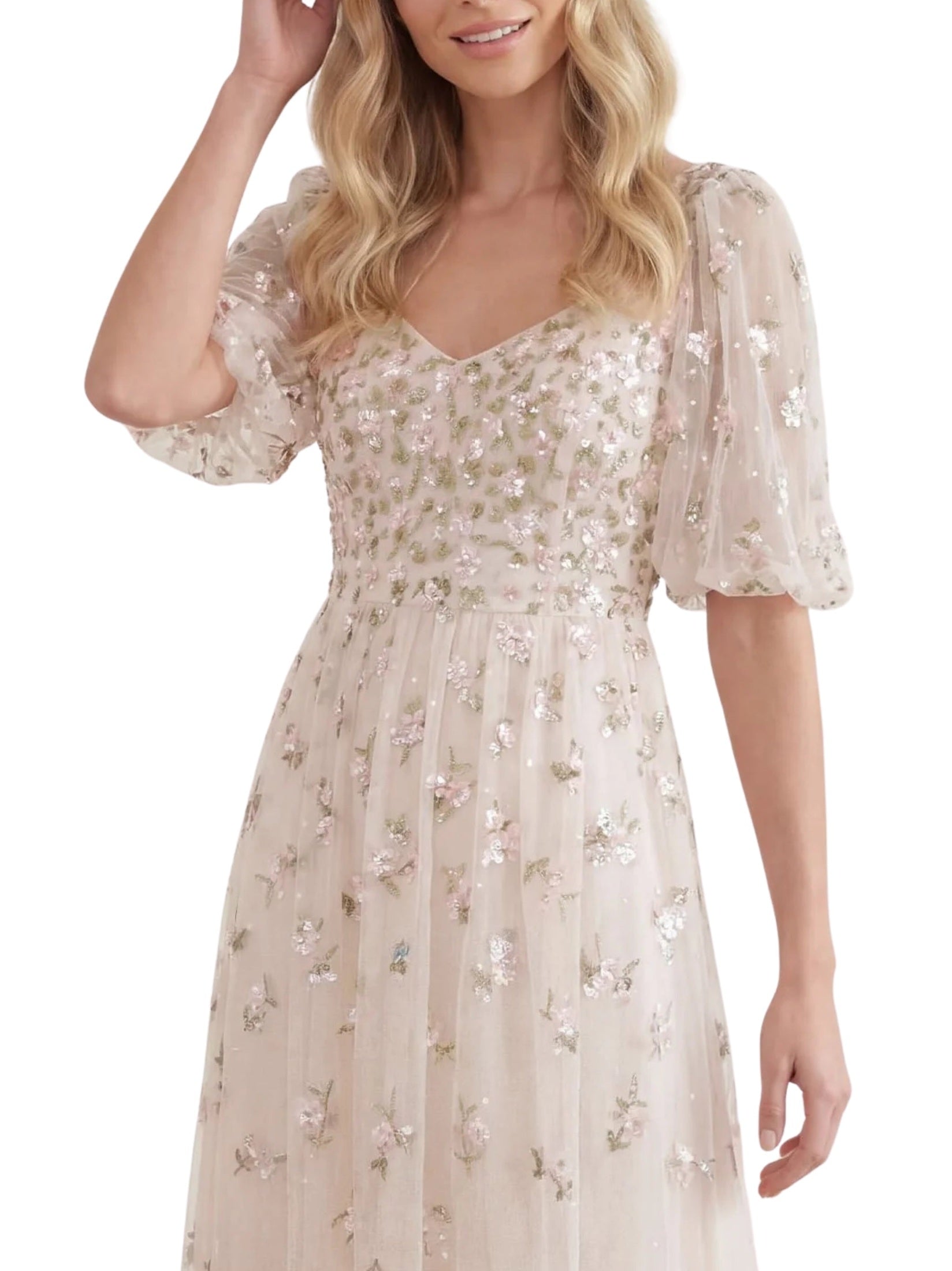 Meadow ditsy sweetheart ankle gown
