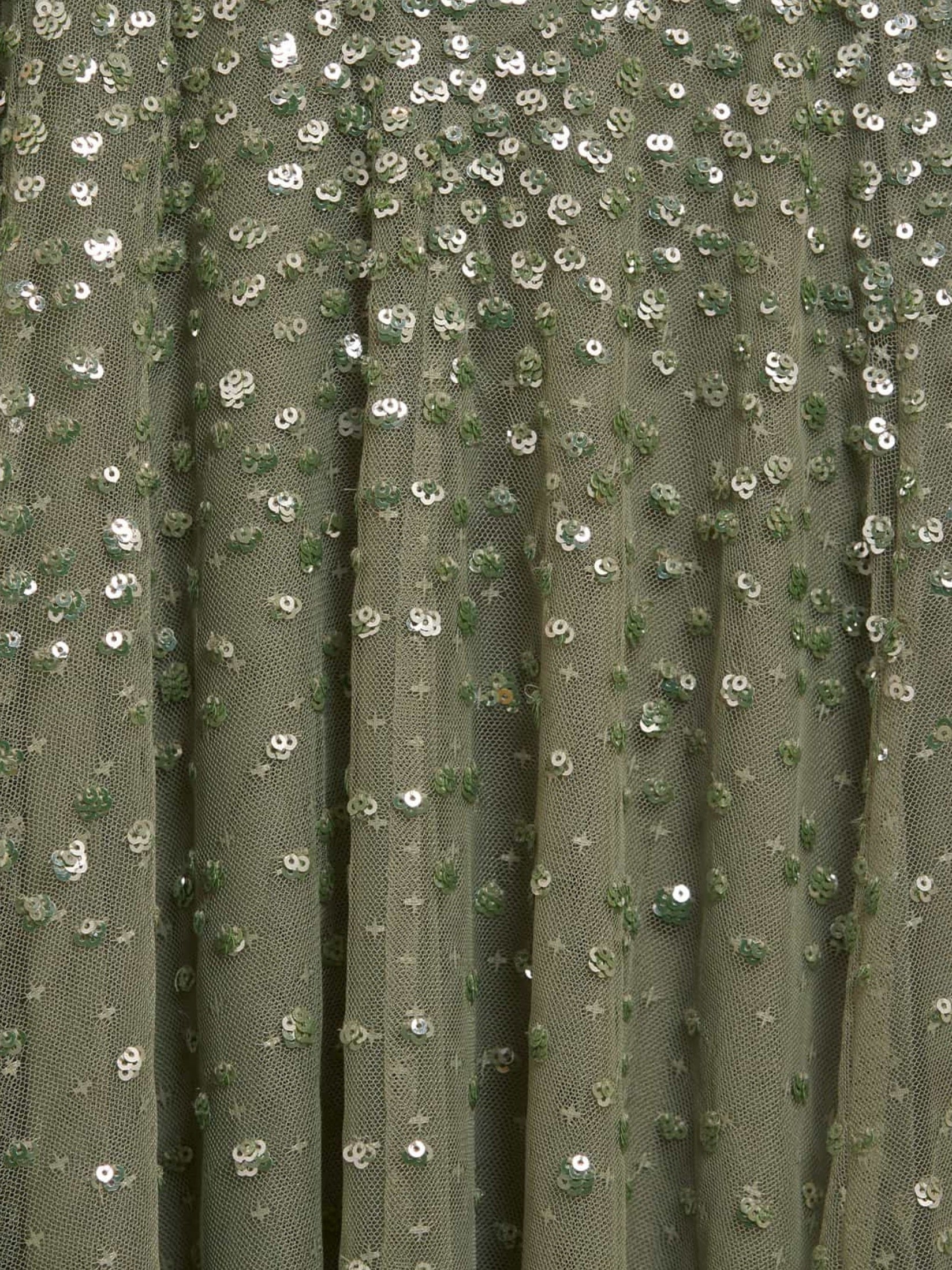 Dappled sequin cape ankle gown
