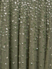 DAPPLED SEQUIN CAPE ANKLE GOWN