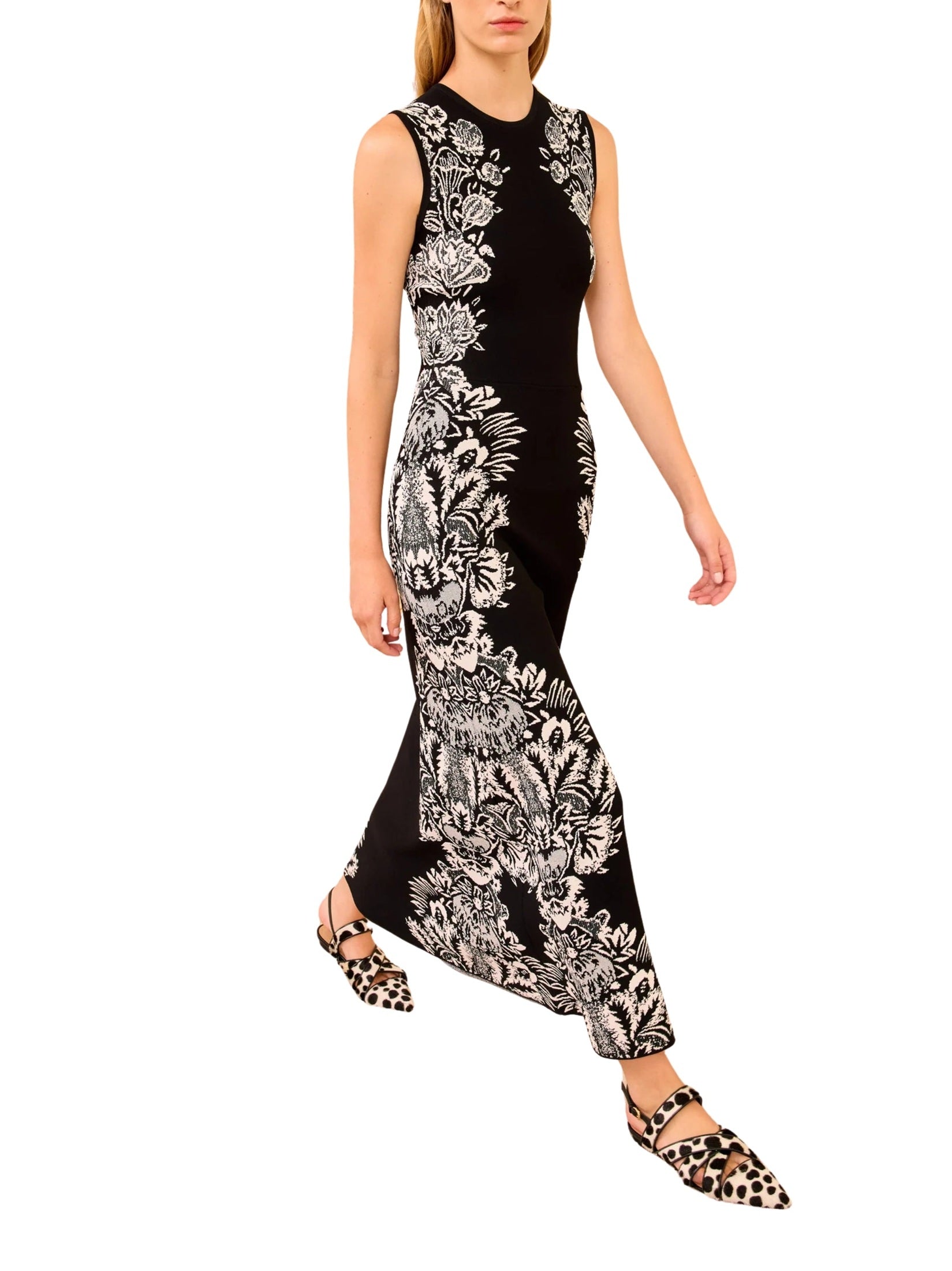 Liana Jacquard Long Dress – Noir