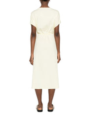 Ribbed jersey sack dress with knit brilliant shoulder detail
