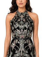 Embroidered Halter-Neck Lace Dress