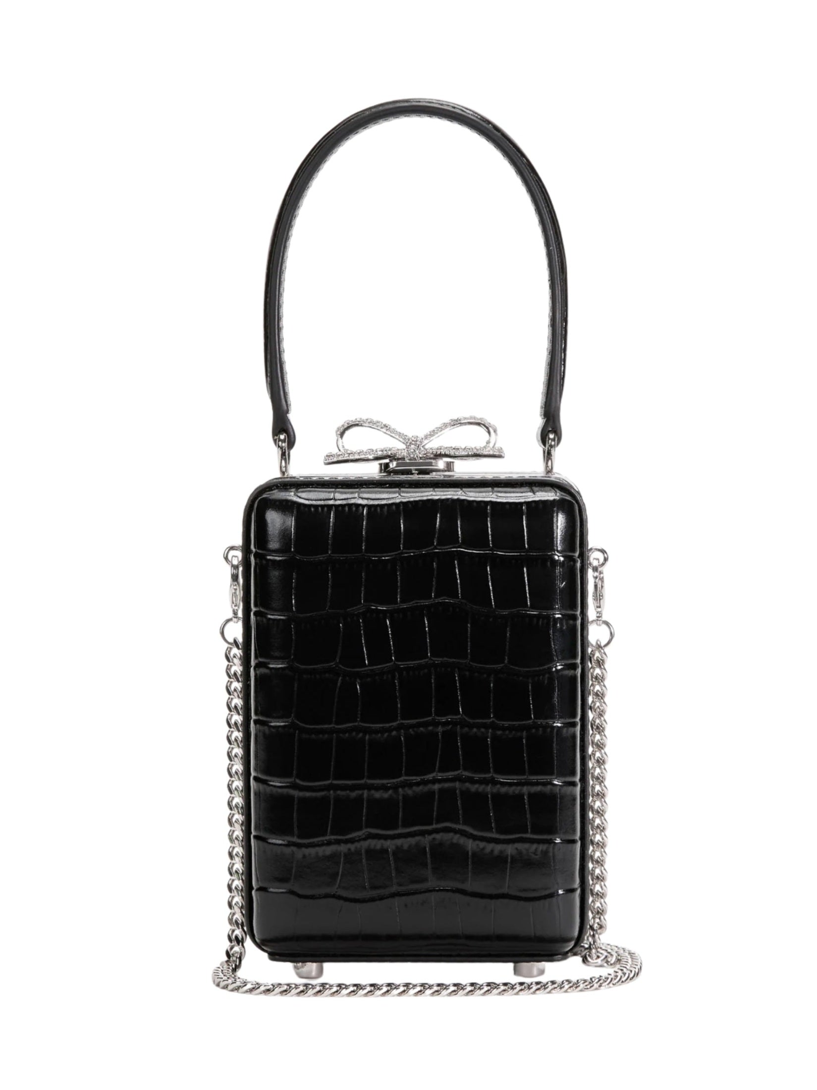 Black croc leather micro bag