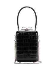 Black Croc Leather Micro Bag