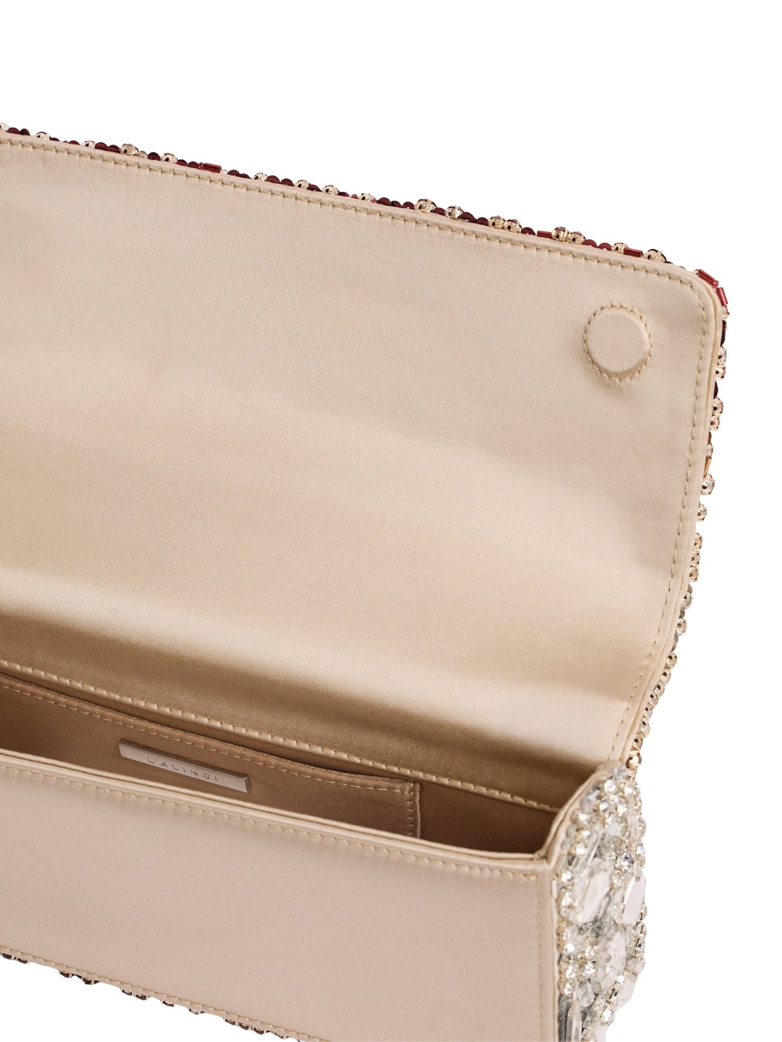 Malika jewel embroidery champagne burgundy stone-encrusted embroidered baguette clutch