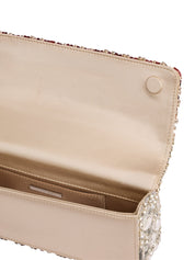 Malika jewel embroidery champagne burgundy stone-encrusted embroidered baguette clutch