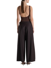 BROWN PLEATED DETAILED TROUSERS