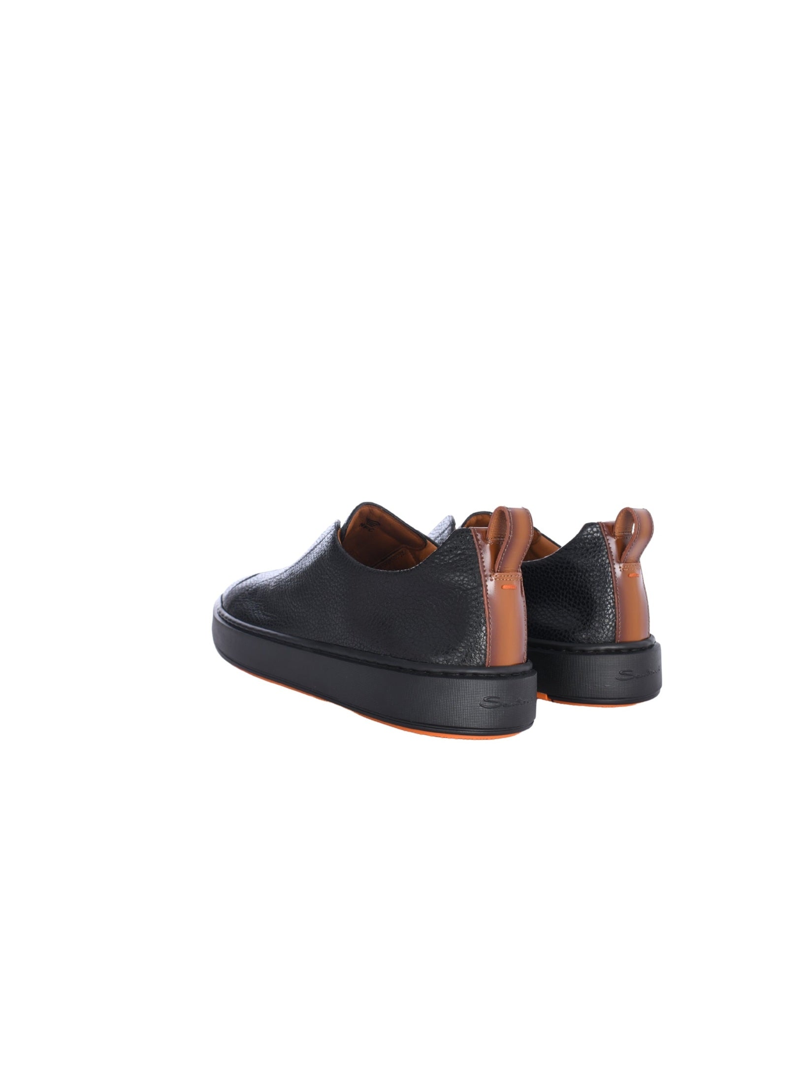 Men's black tumbled leather slip-on sneaker