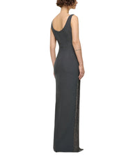 DRAPE NECKLINE DIAMANTE GOWN