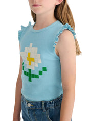 Pixel daisy ruffled top
