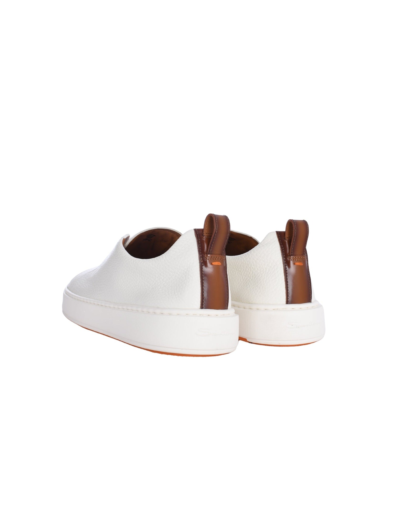 Men's white tumbled leather slip-on sneaker