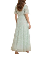 Gianna ruffle short sleeve ankle gown