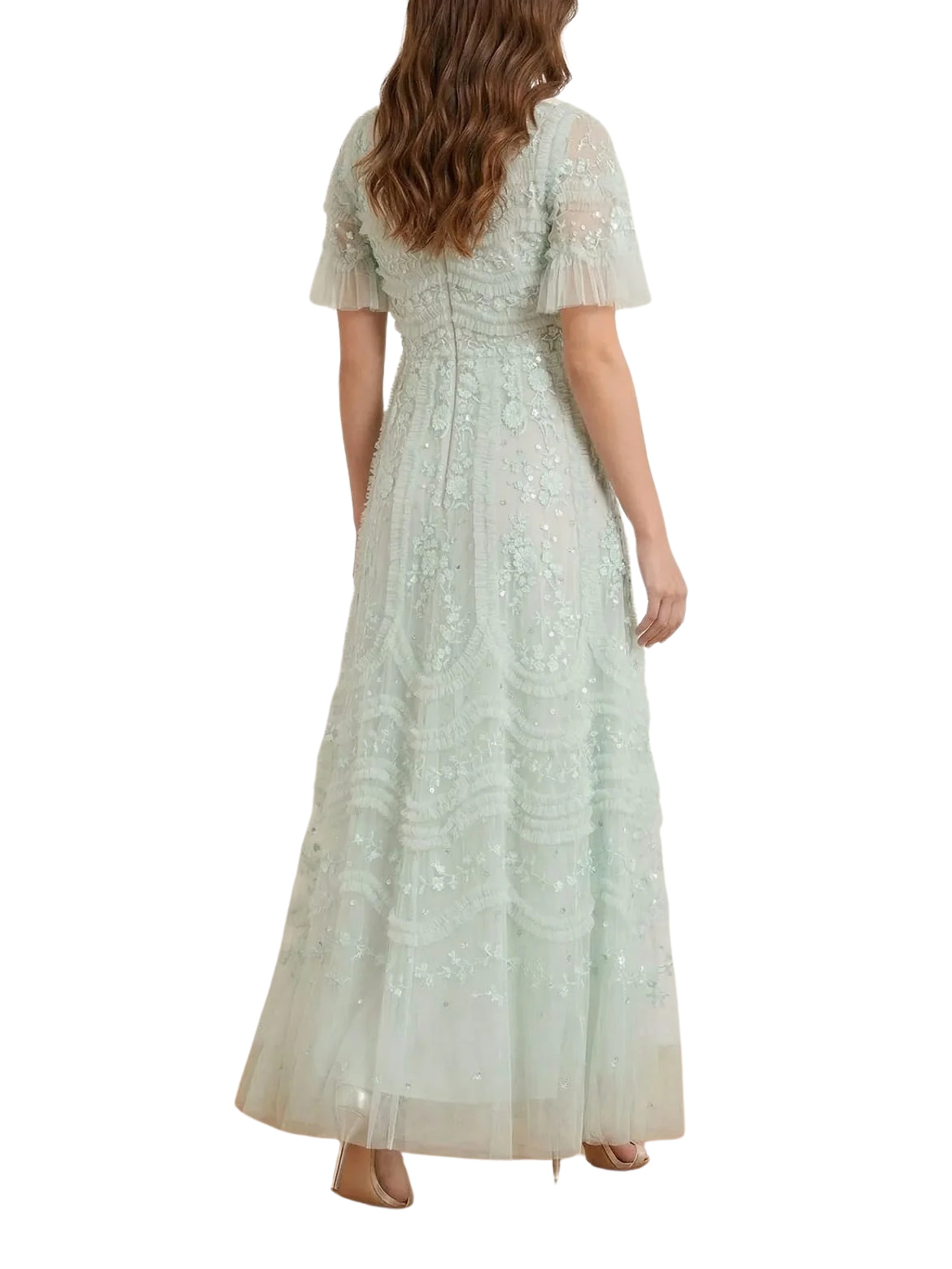 Gianna ruffle short sleeve ankle gown