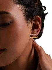 Frame earrings in sterling silver & 18k gold vermeil and white and orange cz