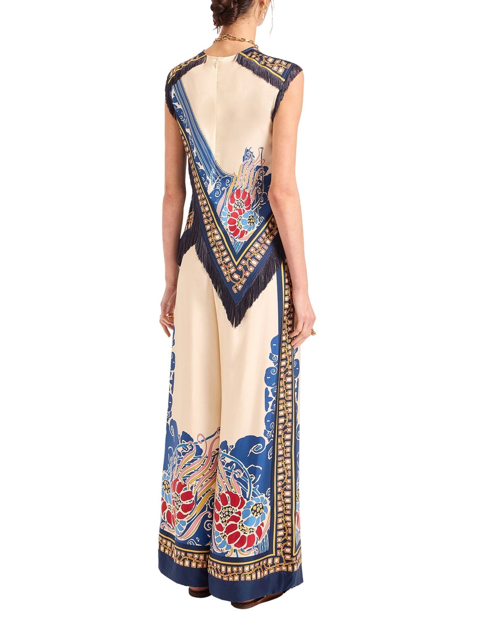 Palazzo pants lemuria placée blue in silk twill