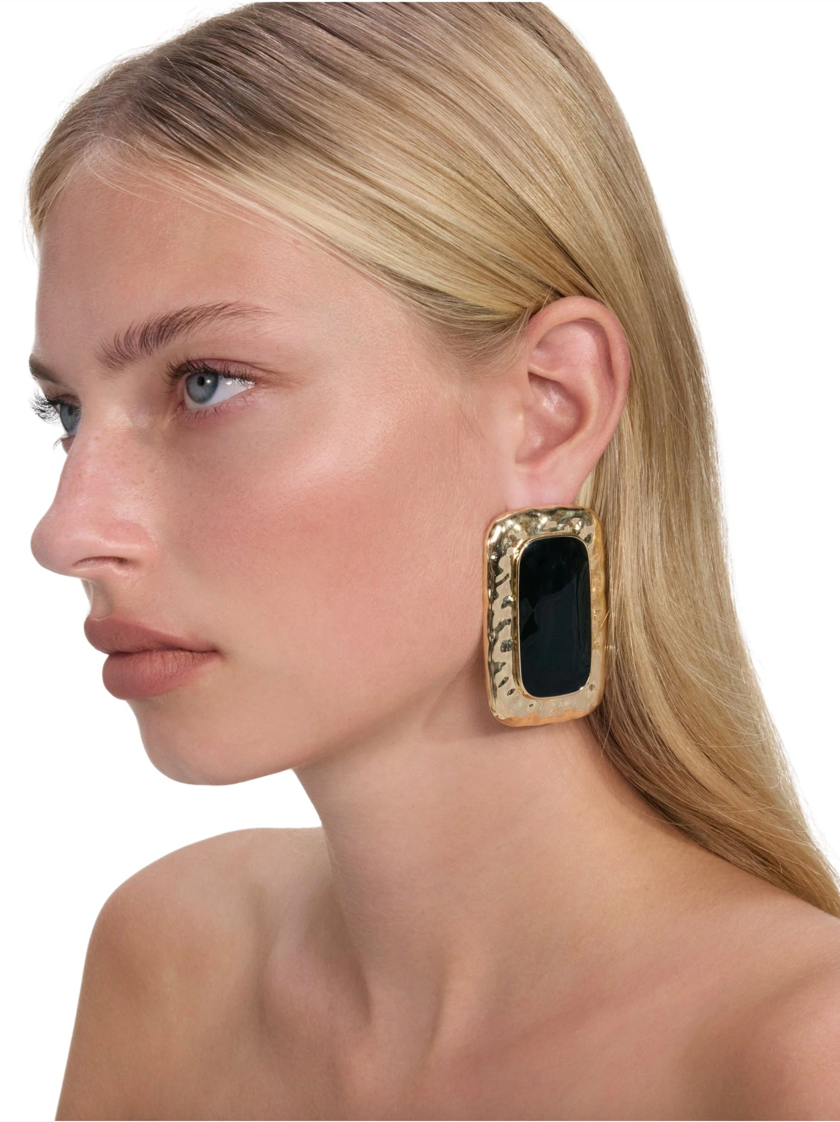 Large mottled gold black earrings