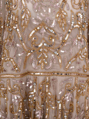 LONG SLEEVE HIGH NECK EMBELLISHED MESH GOWN