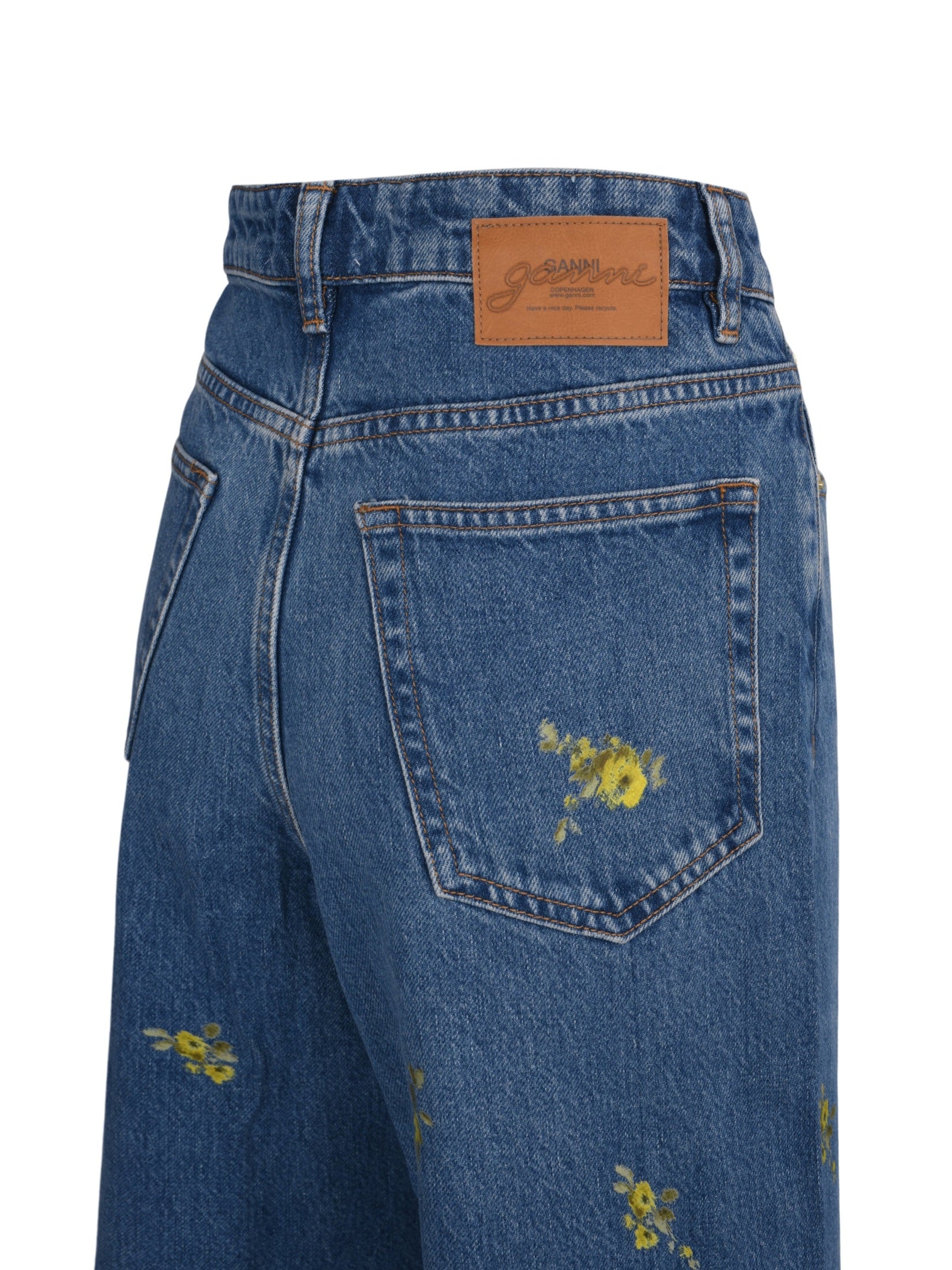 Printed flower denim lari jeans