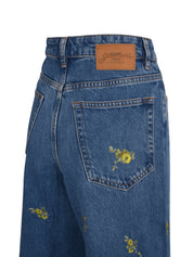 Printed flower denim lari jeans