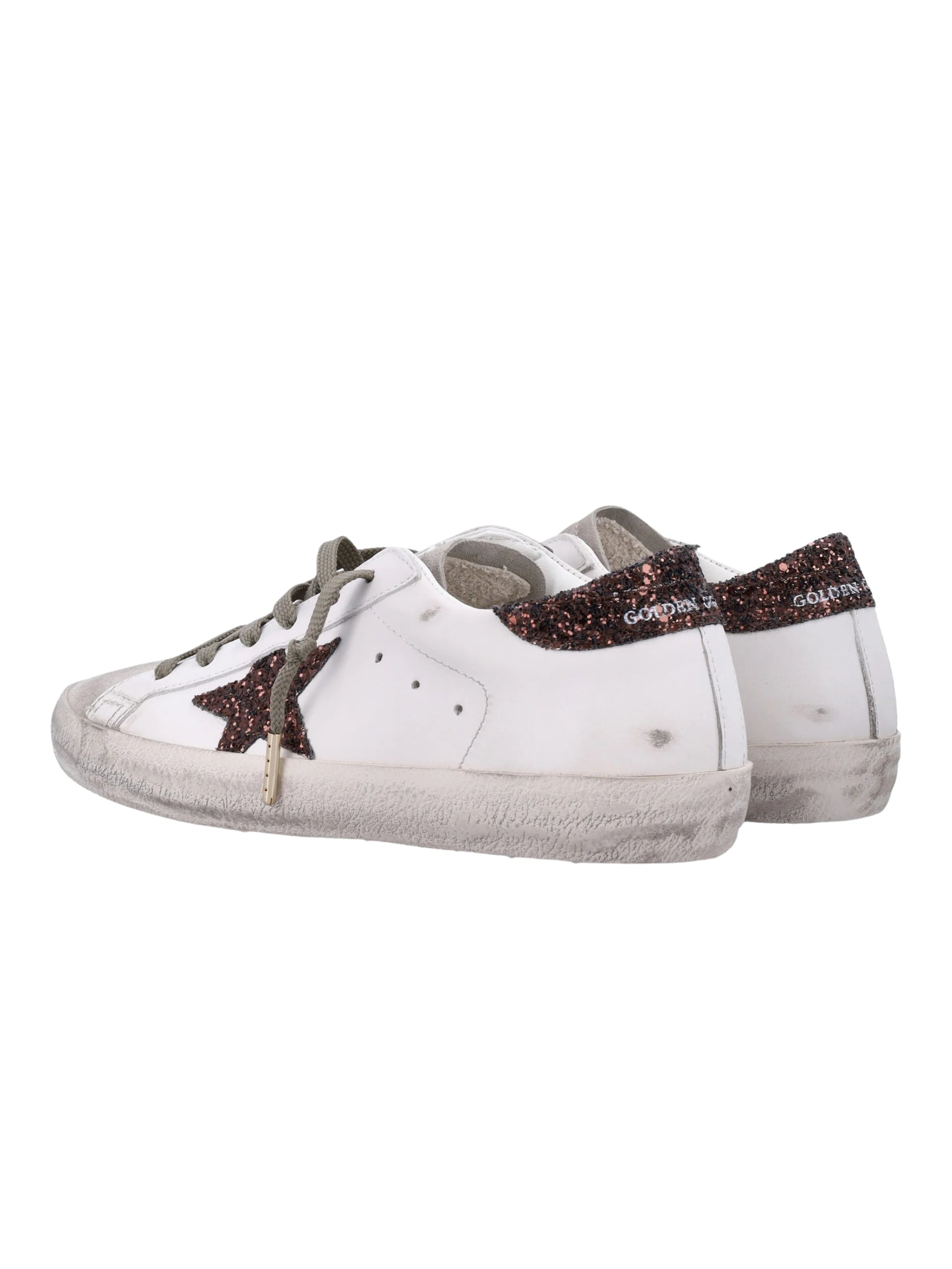 Super star leather upper suede toe and tongue glitter star and heel
