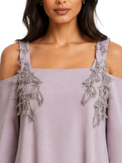 Purple Cold-Shoulder Dress