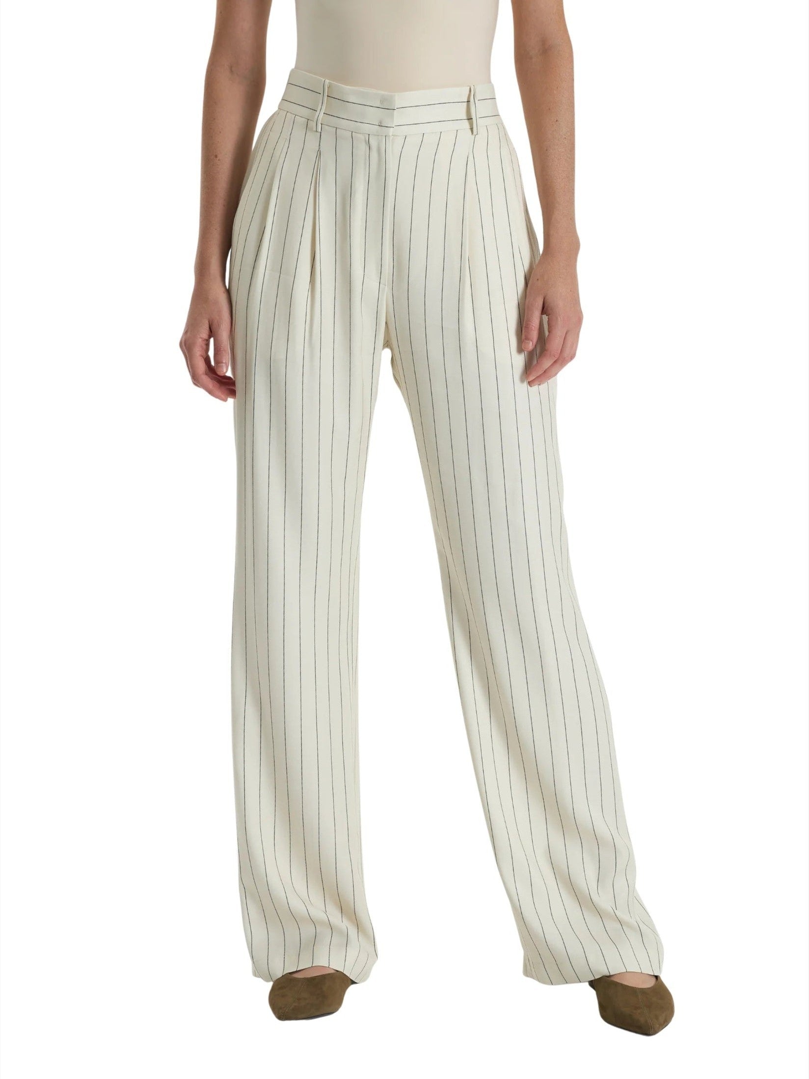 Pinstripe straight-leg trousers