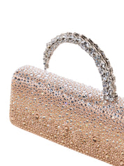Malika stone-encrusted hotfix baguette clutch