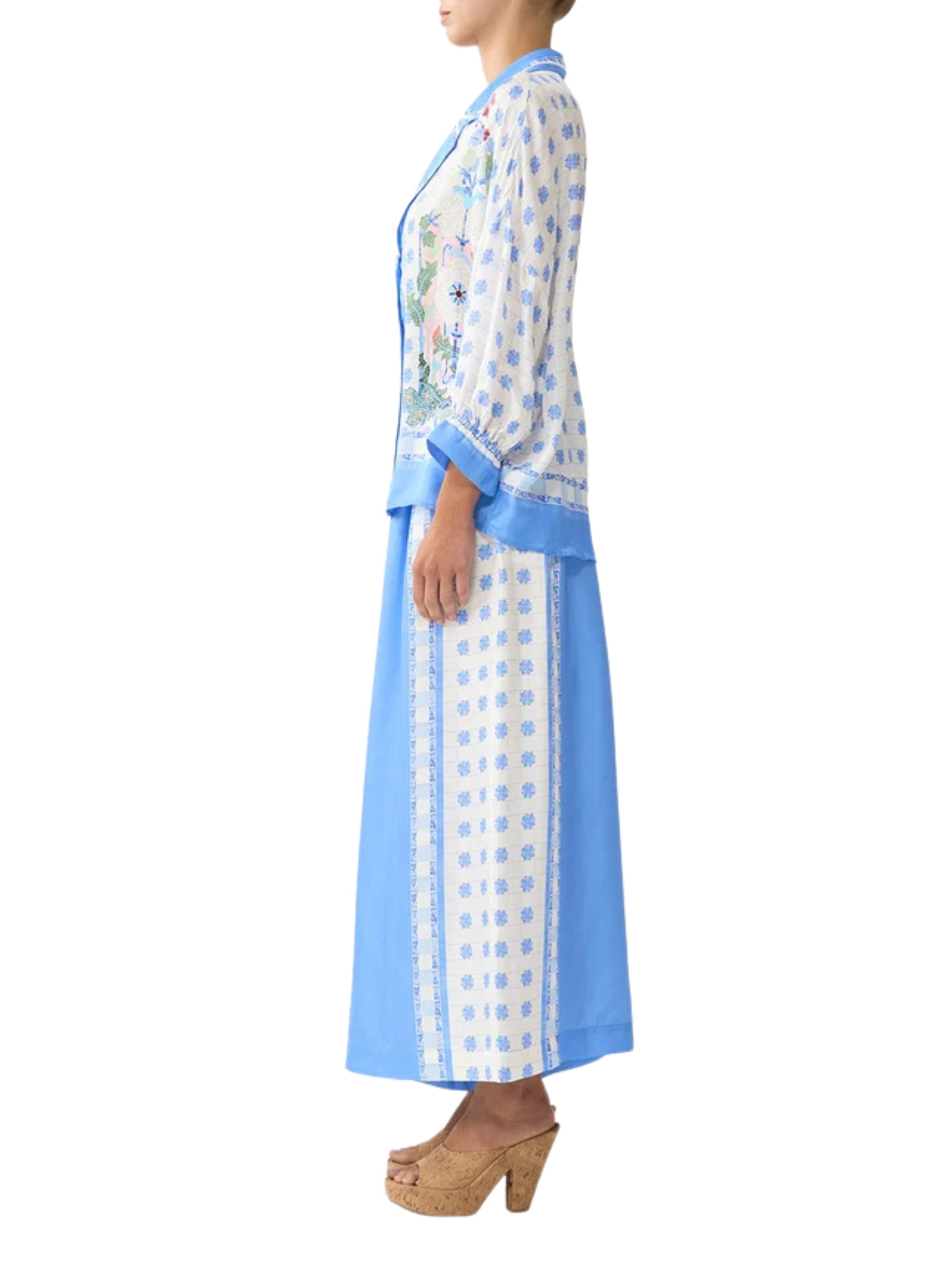 Wide leg elastic waist pant