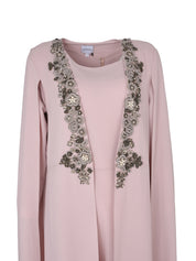 Pink Plain Dress With Cape