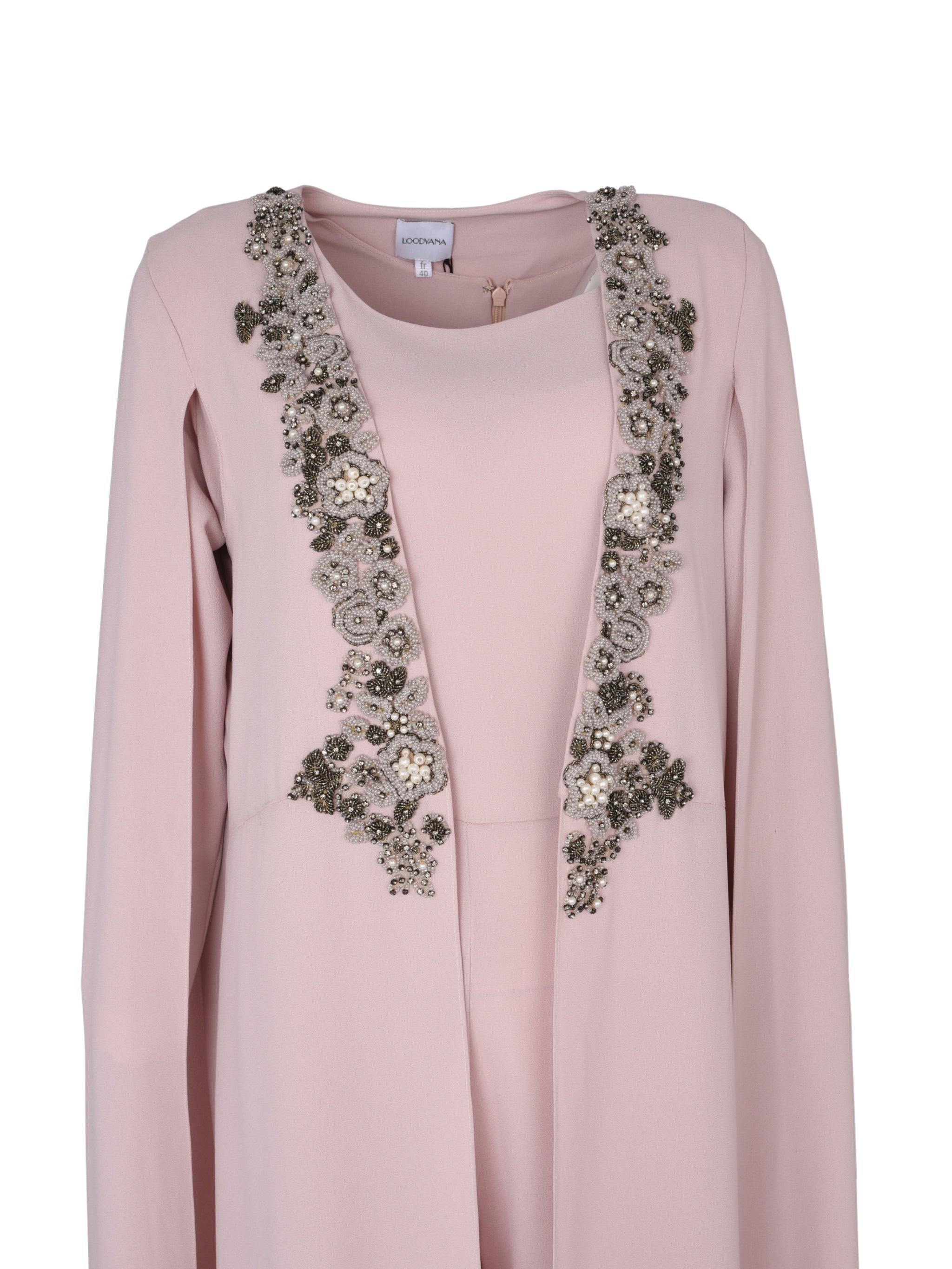 Pink Plain Dress With Cape