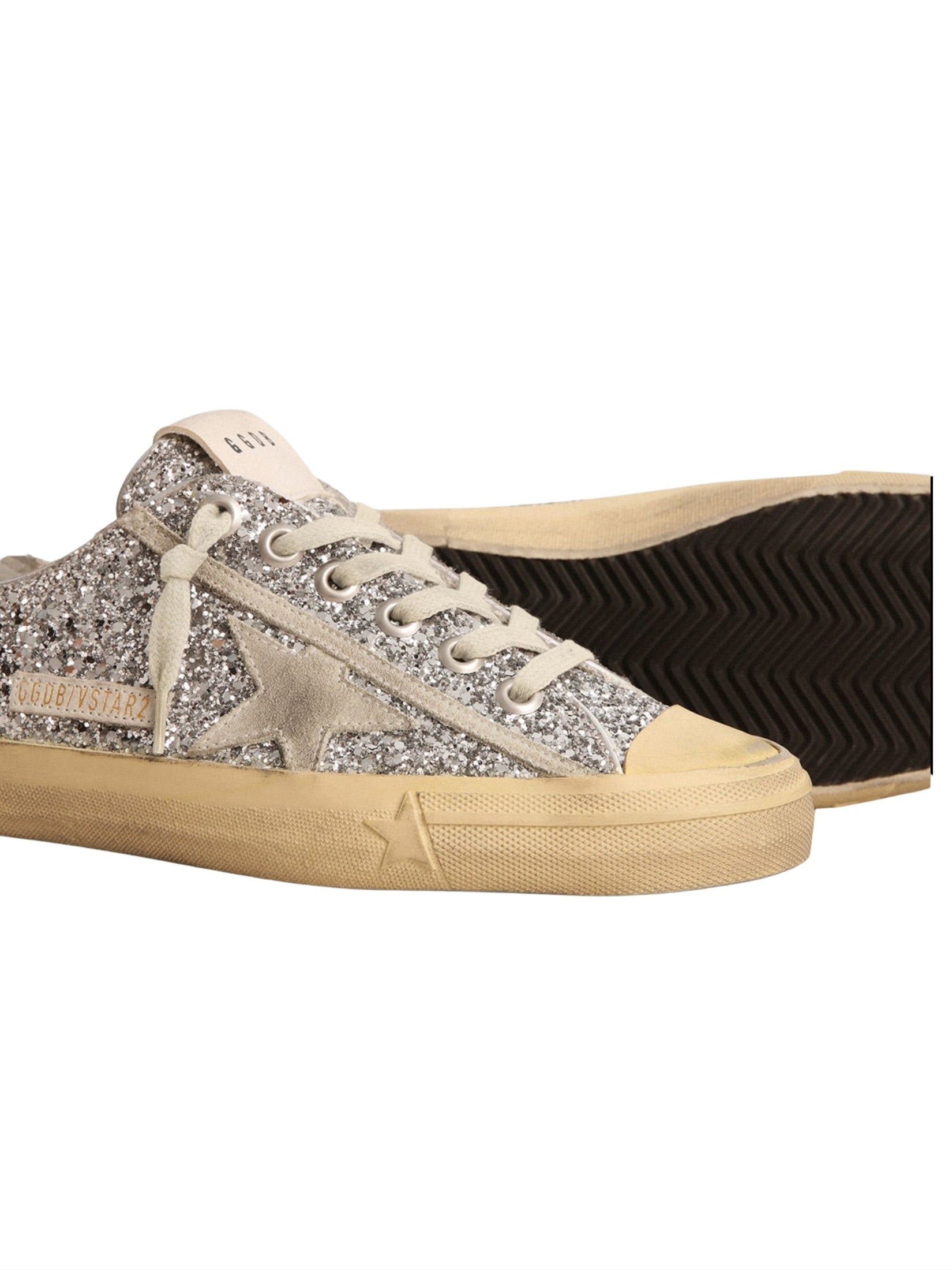 V- star glitter upper rubber toe suede star and list