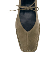 SWAY SUEDE KHAKI LEATHER BALLET FLATS