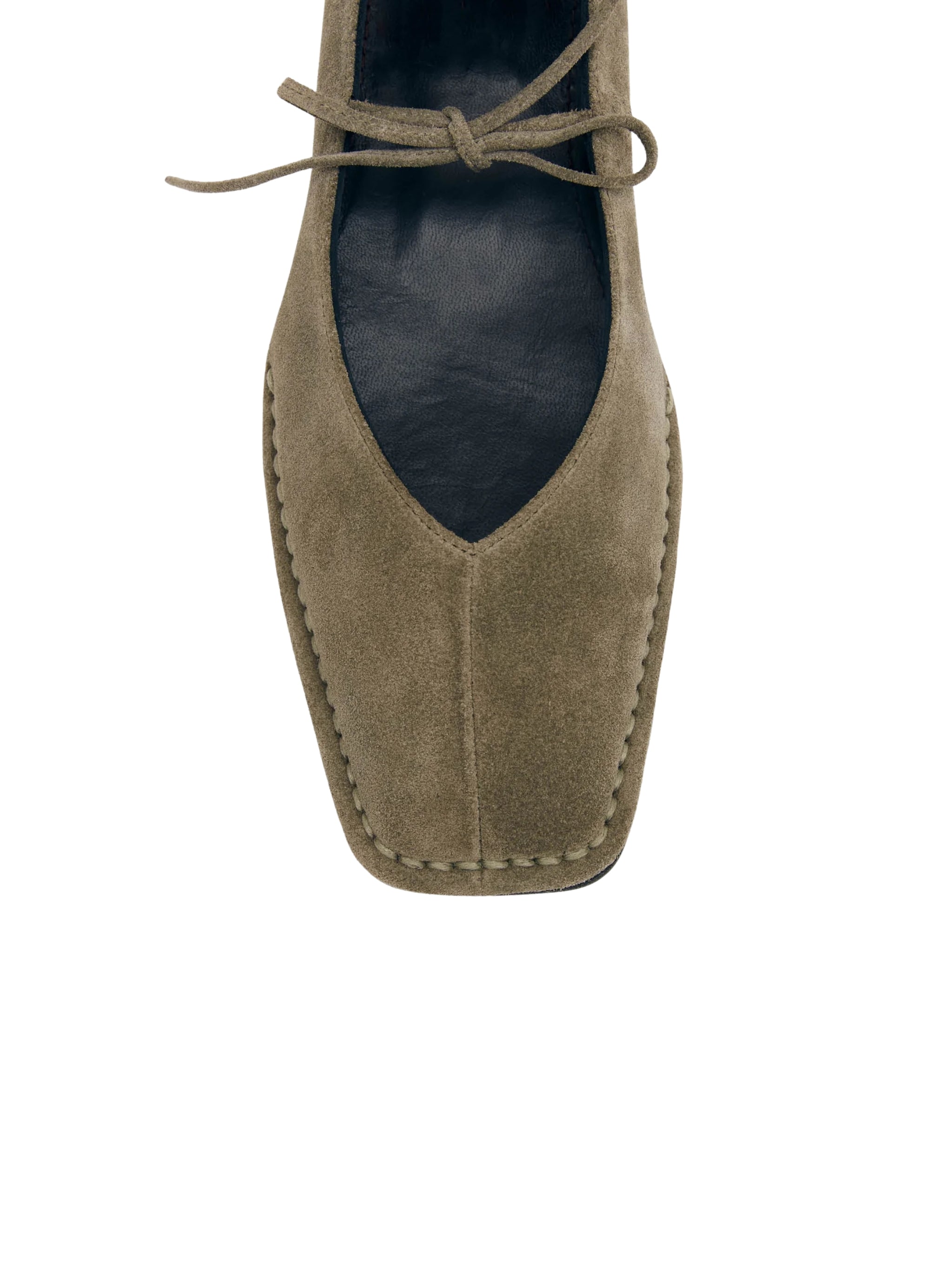 SWAY SUEDE KHAKI LEATHER BALLET FLATS