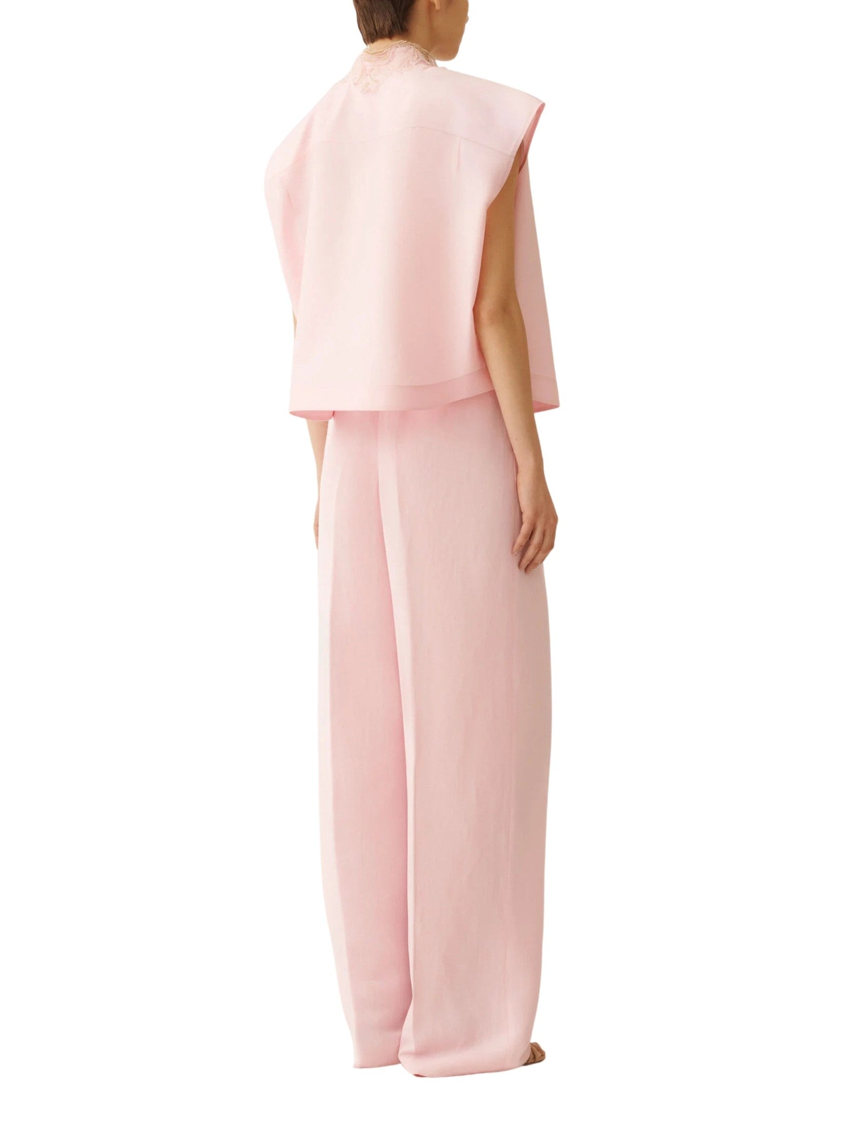 Sleeveless shirt in petal pink poplin