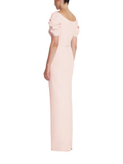 Vanna Long Dress in Pale Pink with Gold