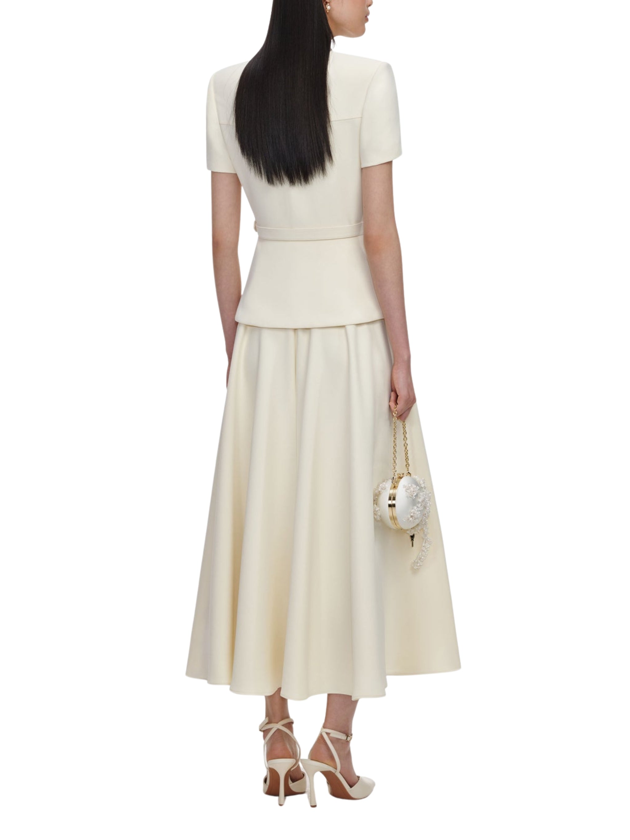 Yellow crepe tailored midi dress