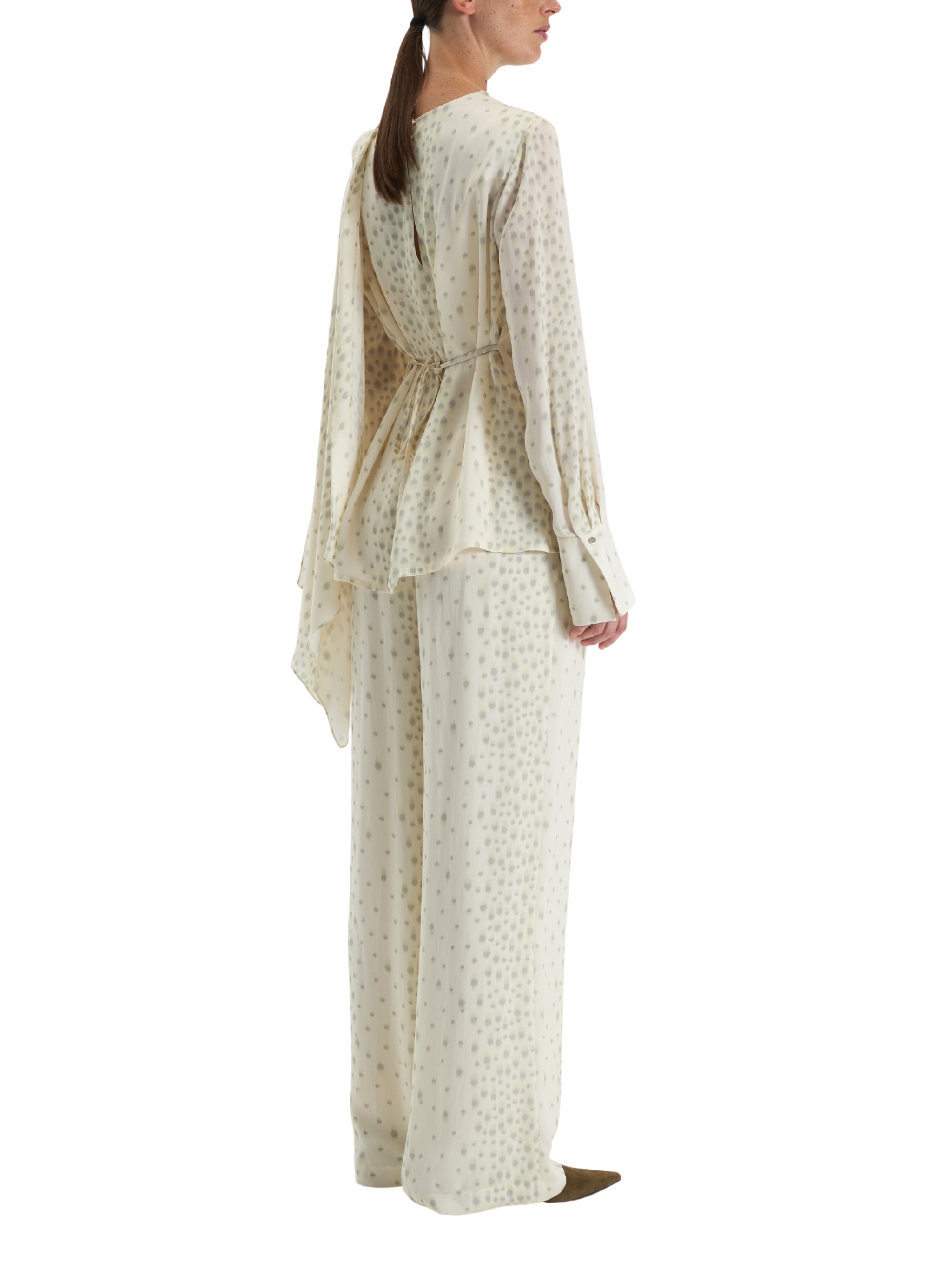 POLKA DOT DRAPED BLOUSE