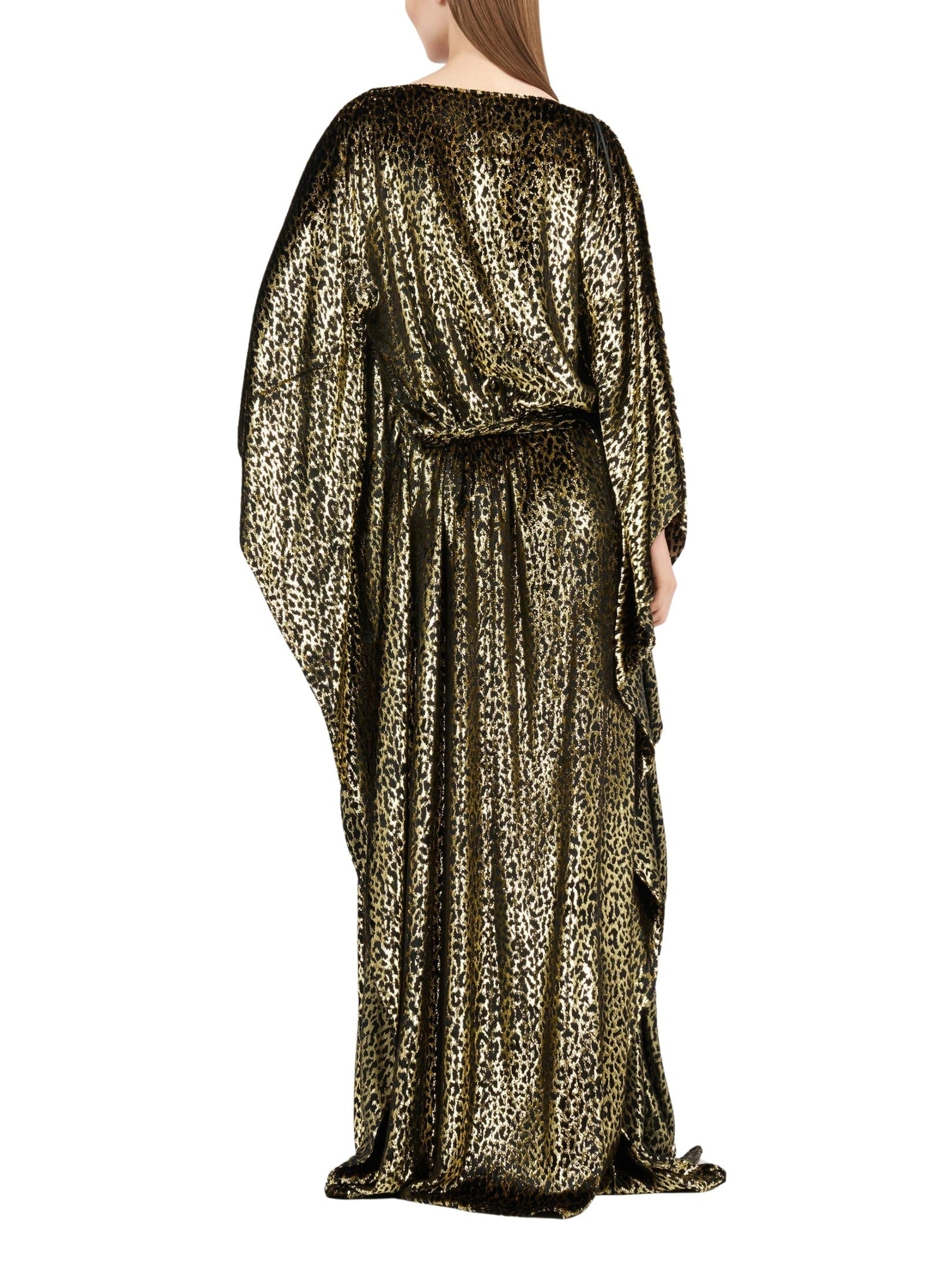 Glossy silk animal-print kimono dress