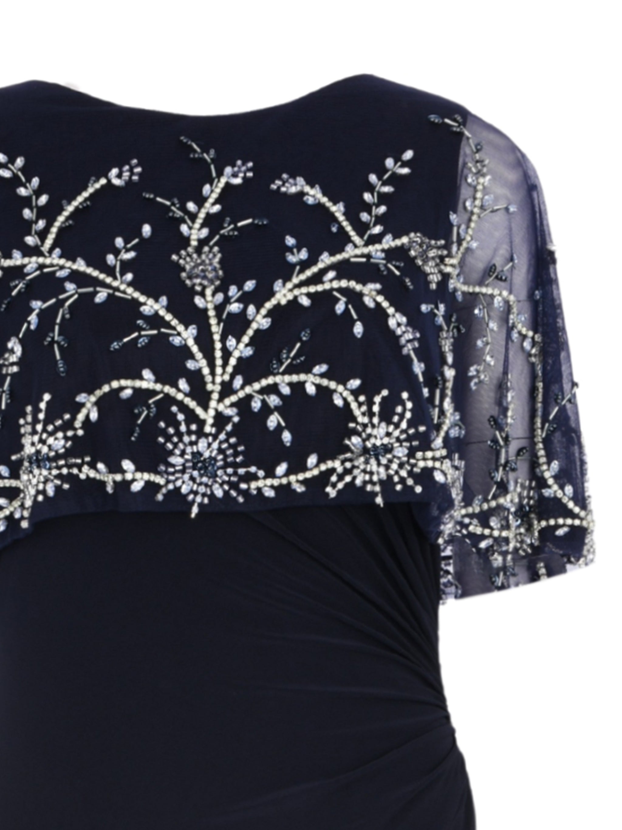 FITTED JERSEY GOWN WITH BEADED SHAWL