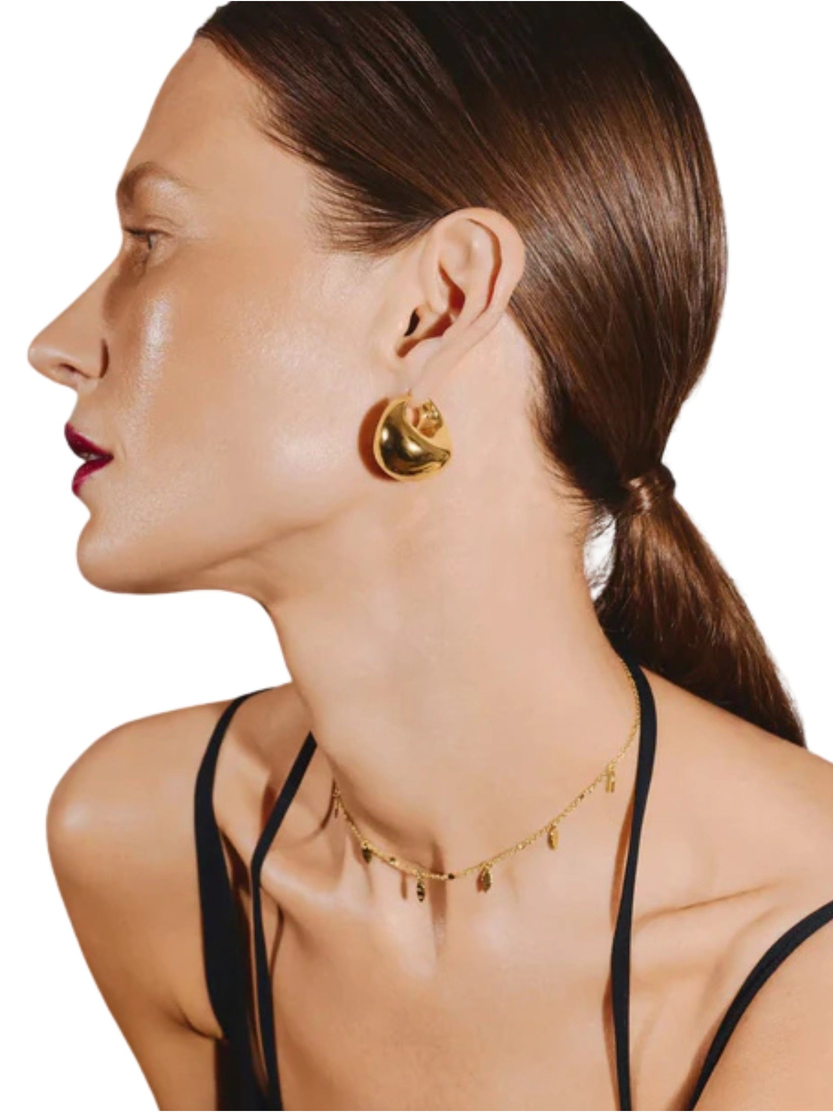 Sculptural chubby dome medium hoop earrings