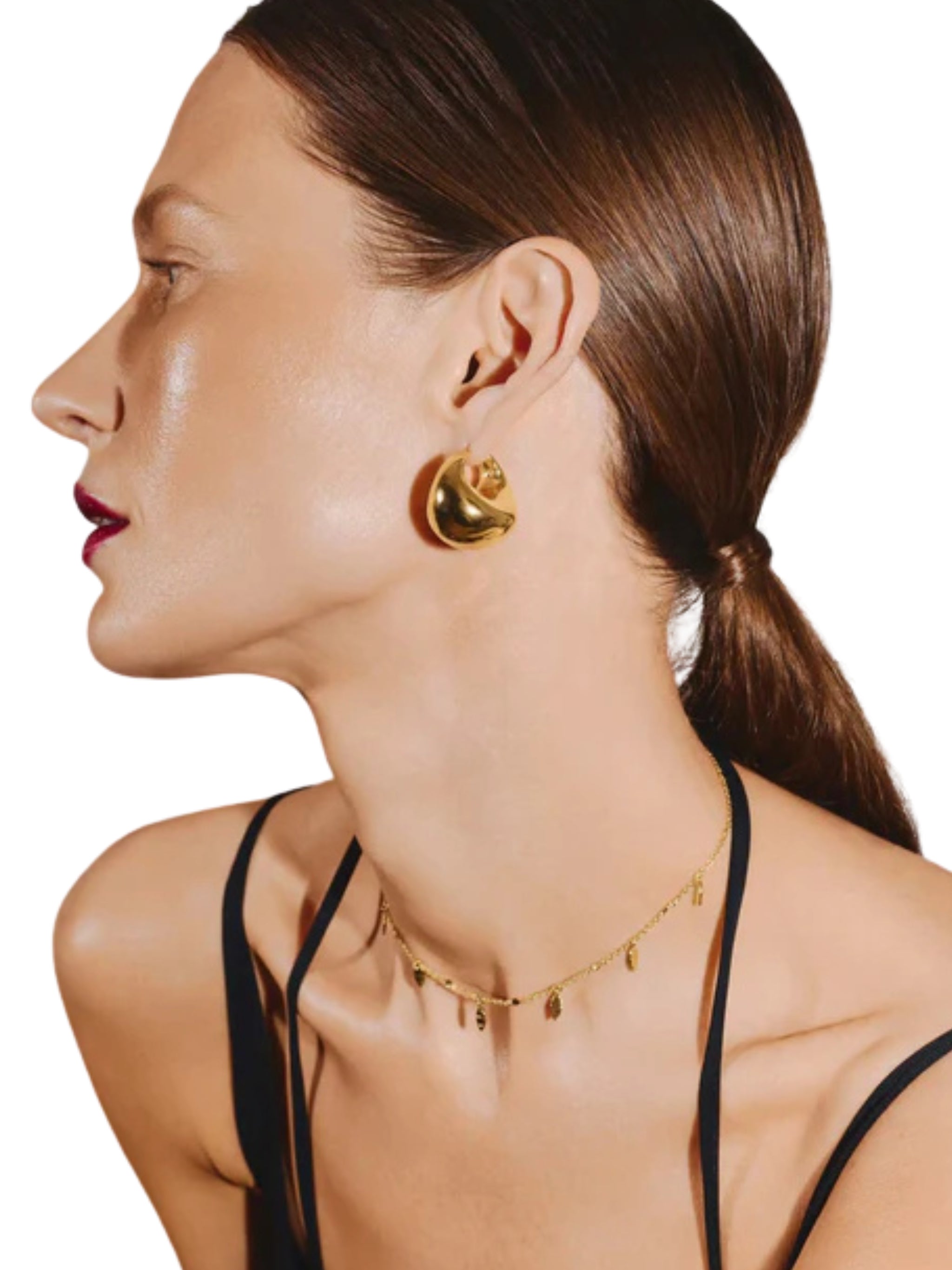 SCULPTURAL CHUBBY DOME MEDIUM HOOP EARRINGS