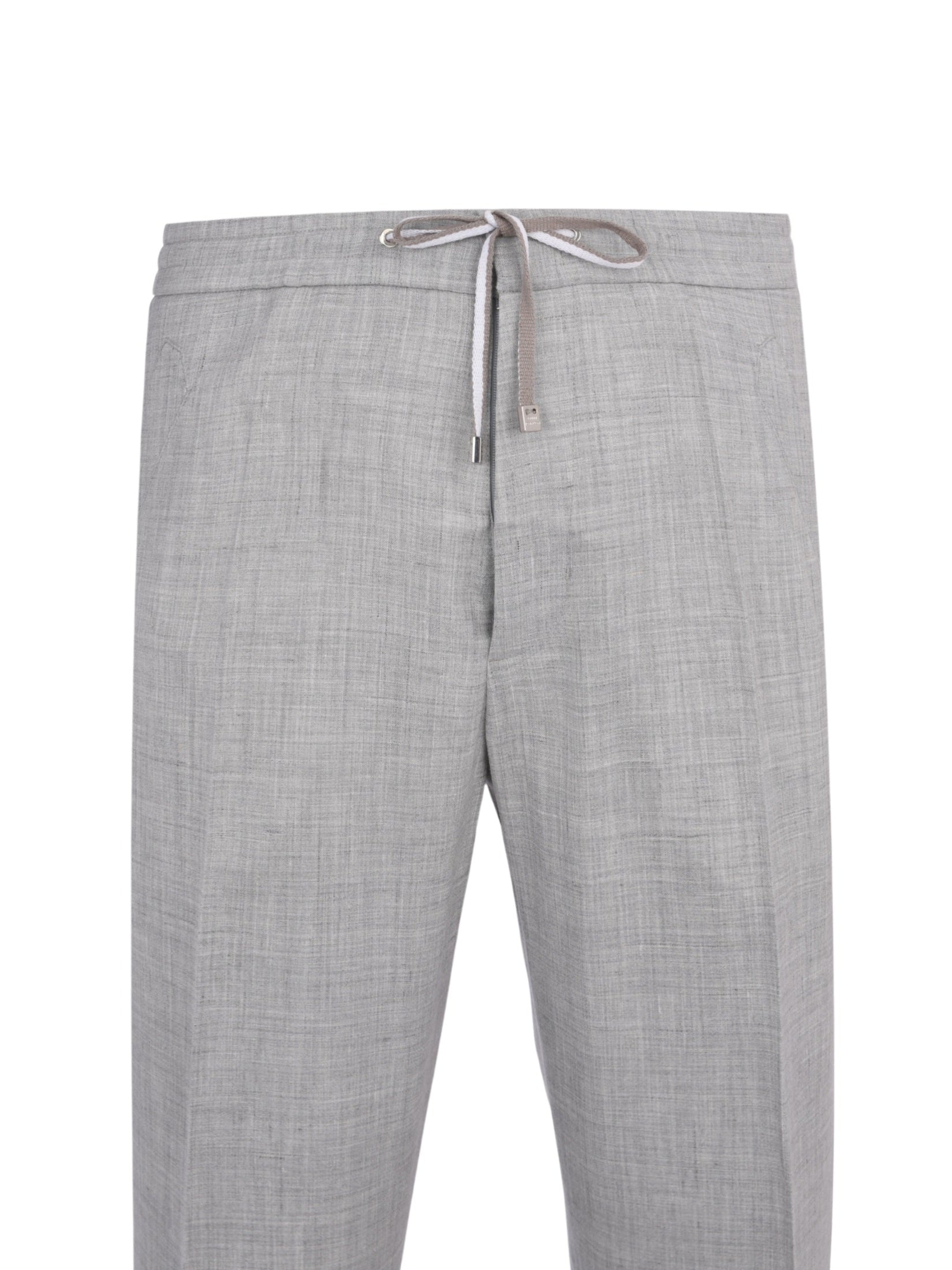 Wool silk linen drawcord pant