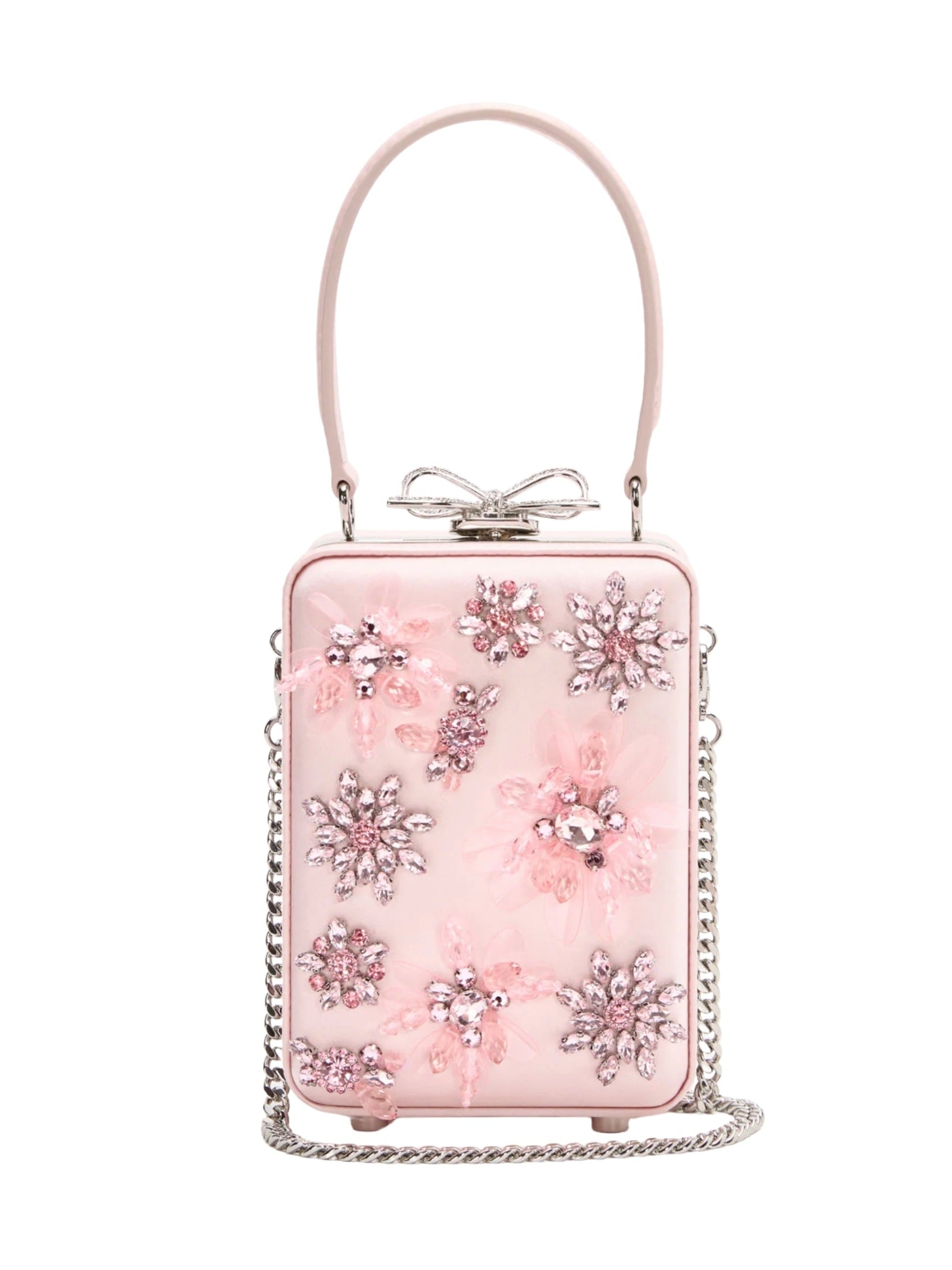 Pink satin floral beaded micro bag