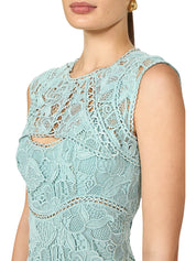 Guipure lace handkrchief dress keyhole neck