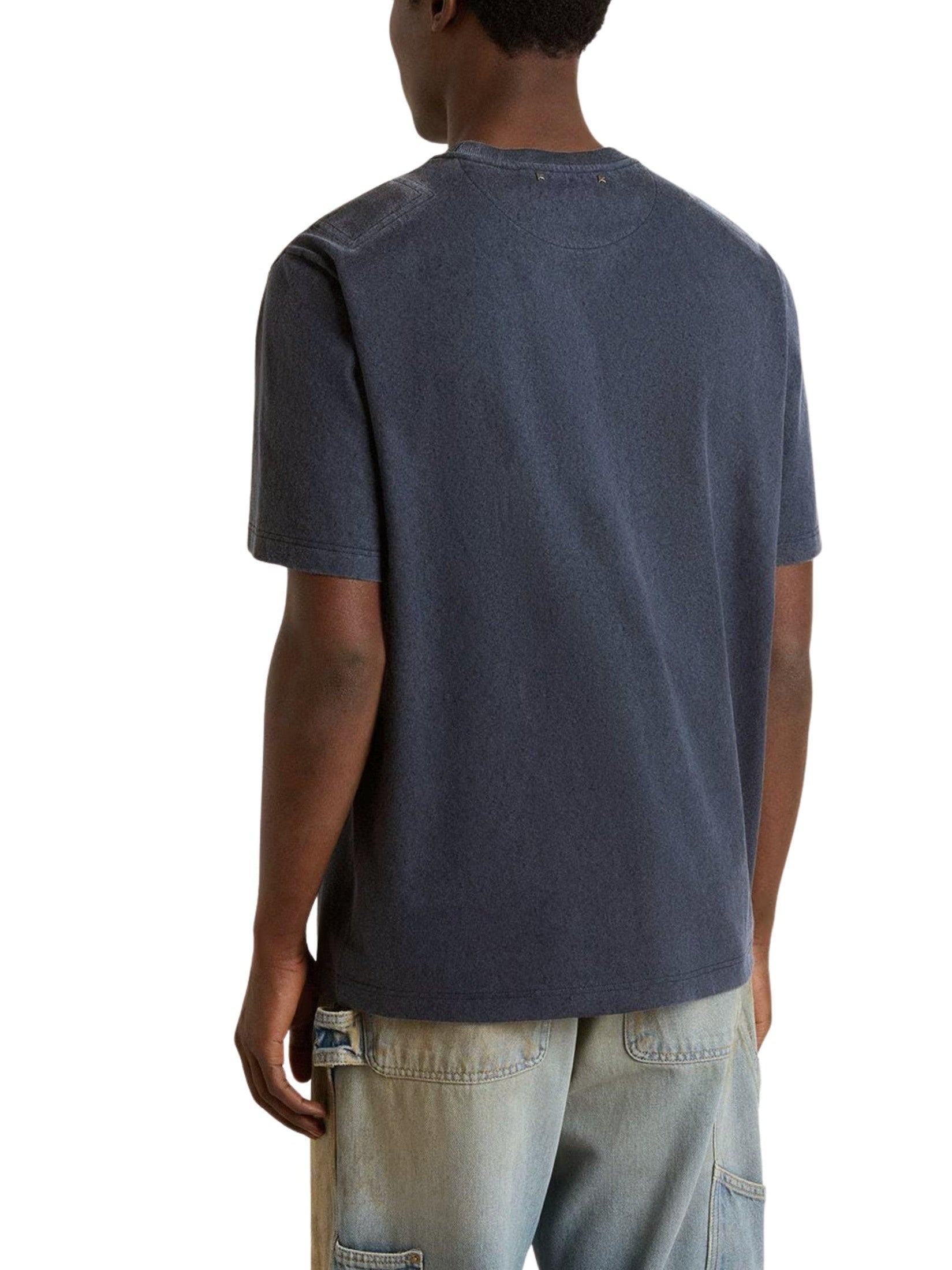 Journey m's t-shirt regular gauze cotton jersey printed base with floc print